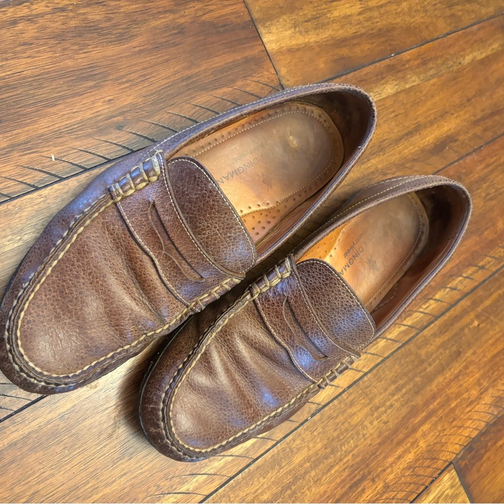 Martin Dingman Brown Pebbled Leather Penny Loafer Driving Mocs-US 11W
